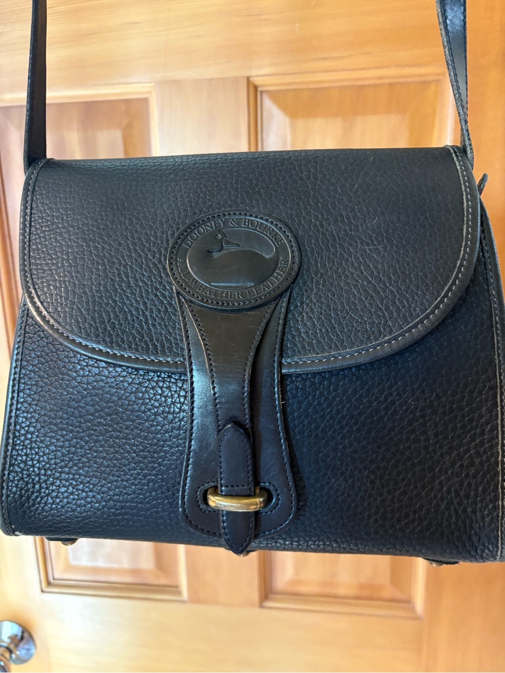Dooney & Bourke Black Pebbled Leather Flap Crossbody